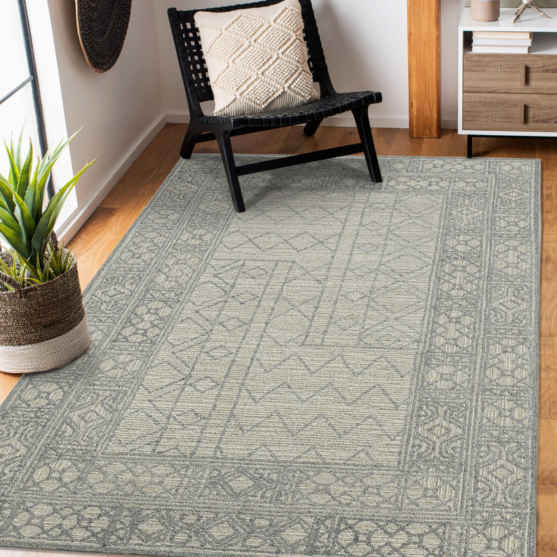 Wool Geometric Indoor Rug, Rectangle 5' x 8'