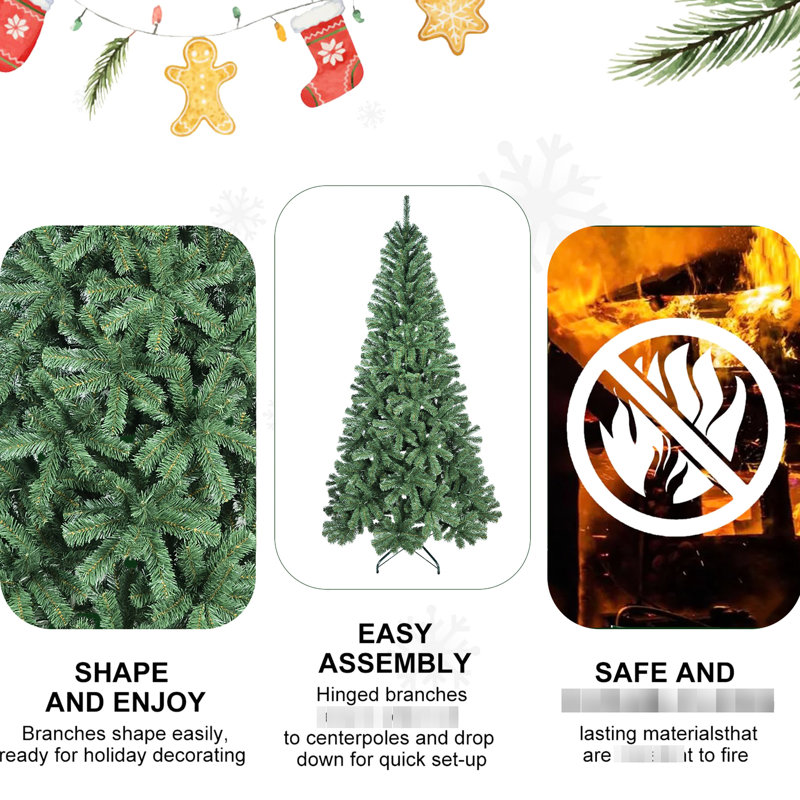 Arbre de Noël artificiel de 7 pi avec 774 pointes, branches articulées pour une installation et un démontage simples, support en métal stable - idéal pour les petits bureaux