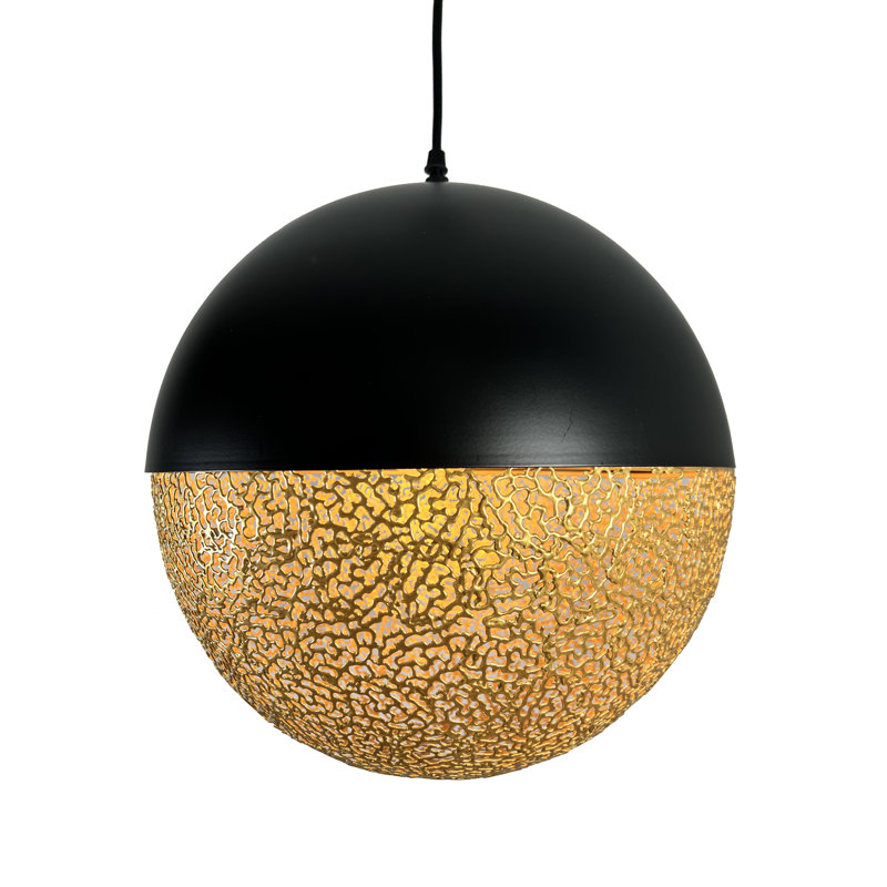 Luminaire suspendu sphère noir et doré 1 lumière Lussi