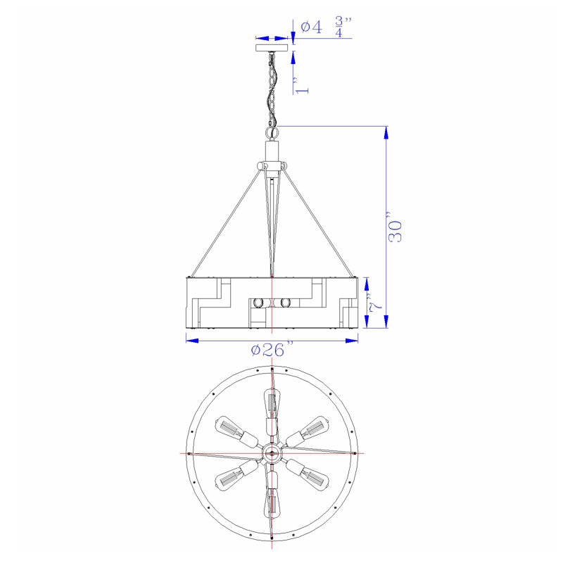 Eastman 6 - Light Wood Drum Chandelier