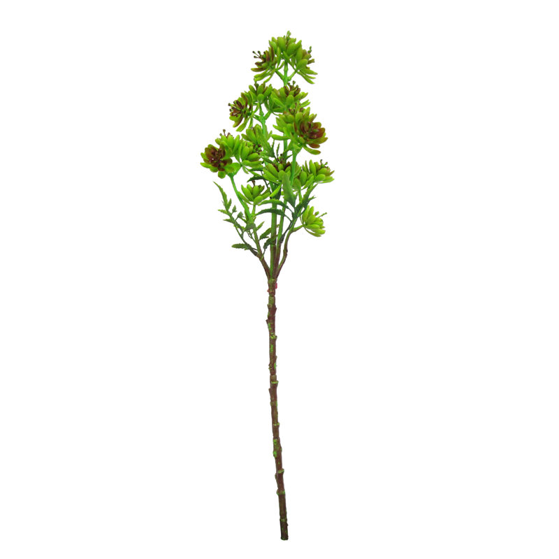 Plante grasse artificielle 22 po Lotus, Vert/Bourgogne