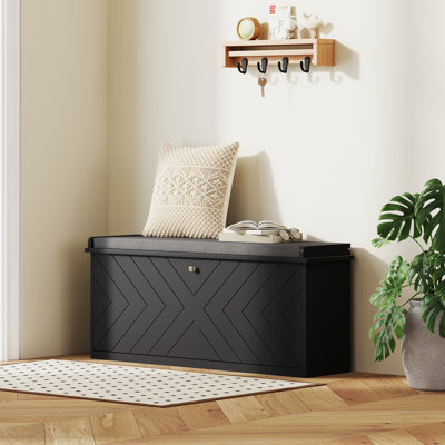 Banc à chaussures avec tiroir rabattable, coussin, 8 à 10 paires pour vestibule noir