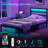 Bed Frame with Headboard, Metal Platform Bed Frame with LED, Charging Station, No Box Spring Needed, Easy Assembly, Noise Free-318877679-318877680