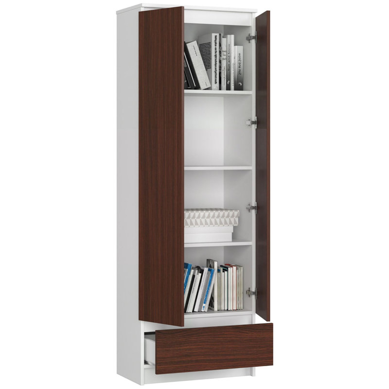 Alexsandria 180 cm H x 60 cm W Standard Bookcase, White/Venge