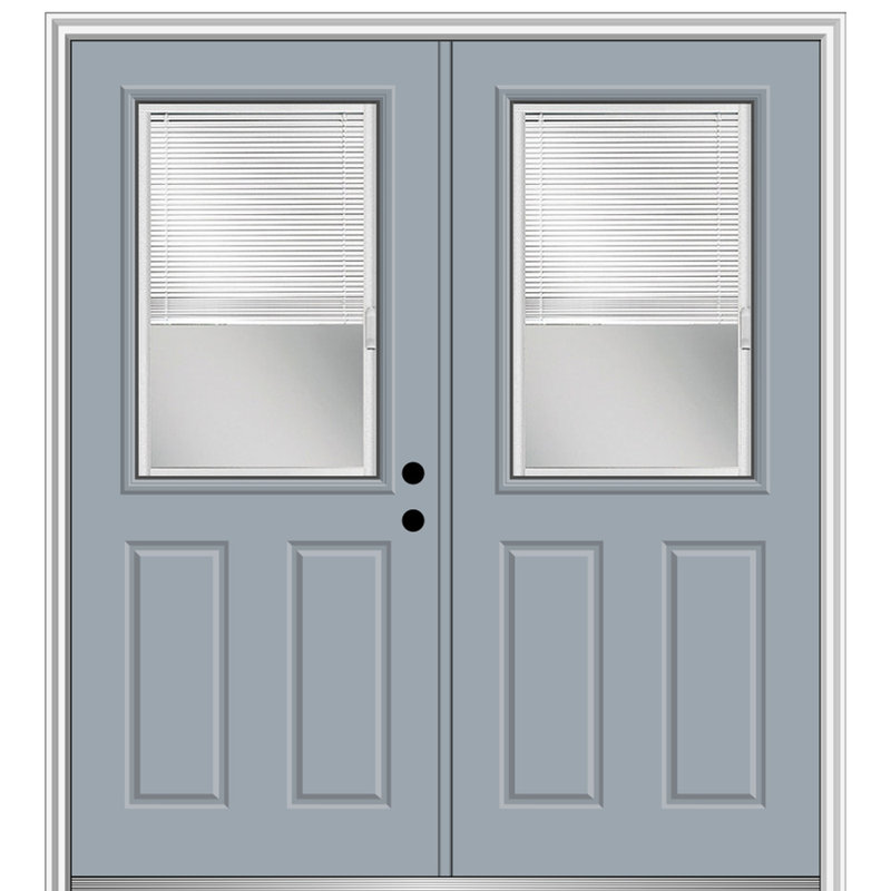 Portes d'entrée avant en fibre de verre apprêtée, S'ouvre à gauche vers l'intérieur, H 80 po x l 64 po x P 1,75 po, Naval