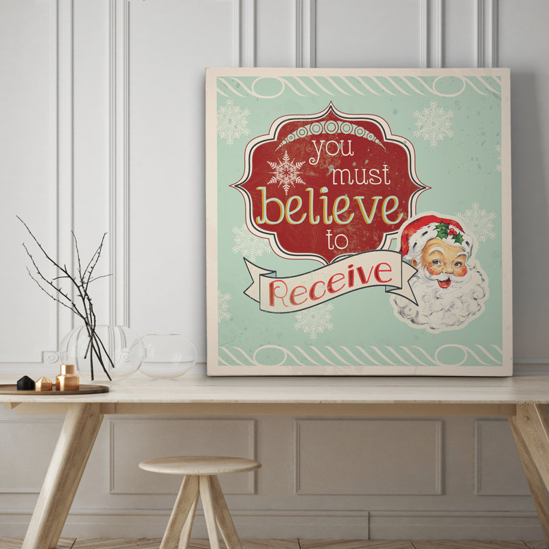 Retro Believe - impression d'art textuel, Toile tendue, H 24 po x l 24 po x P 1 po