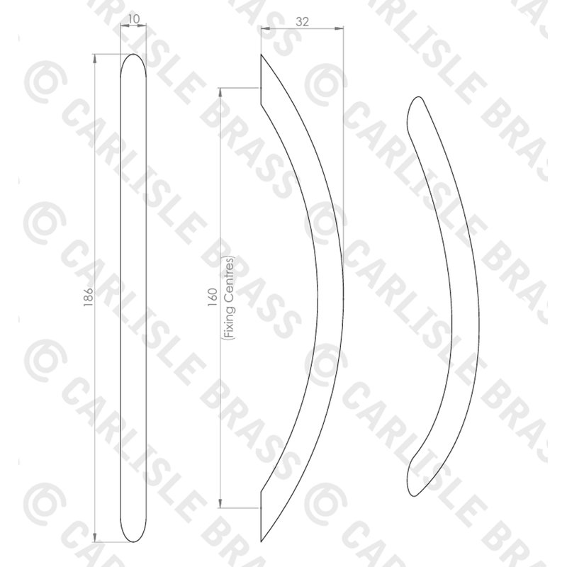 Arch Handle, 1.9 x 3cm, Satin Nickel