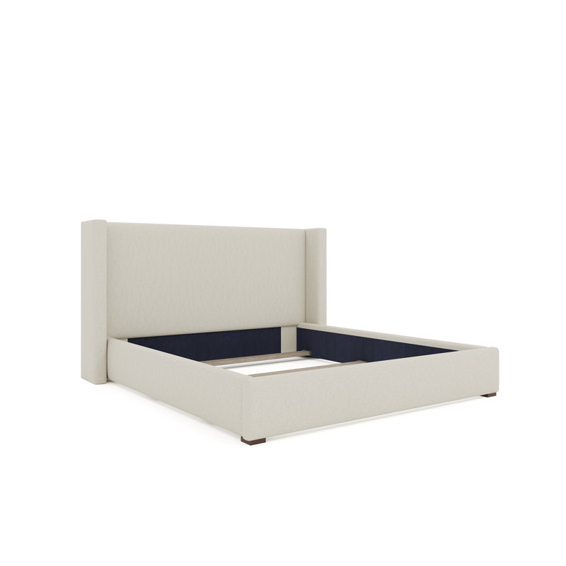 Vegan Leather Wingback Bed, King, Off White