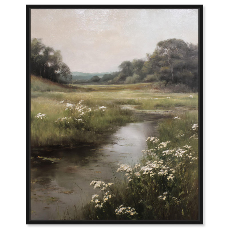 Décoration murale rétro Quiet Waters par , H 21 po x l 17 po, Cadre flottant noir