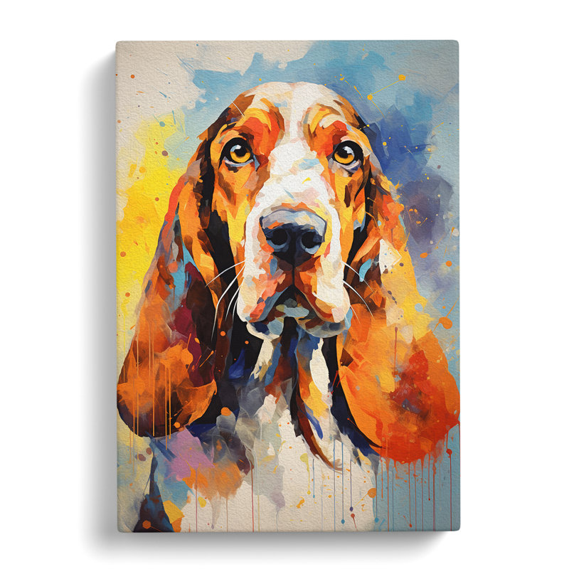 Basset Hound Gestural - Wrapped Canvas, 60cm H x 40cm W x 3cm D