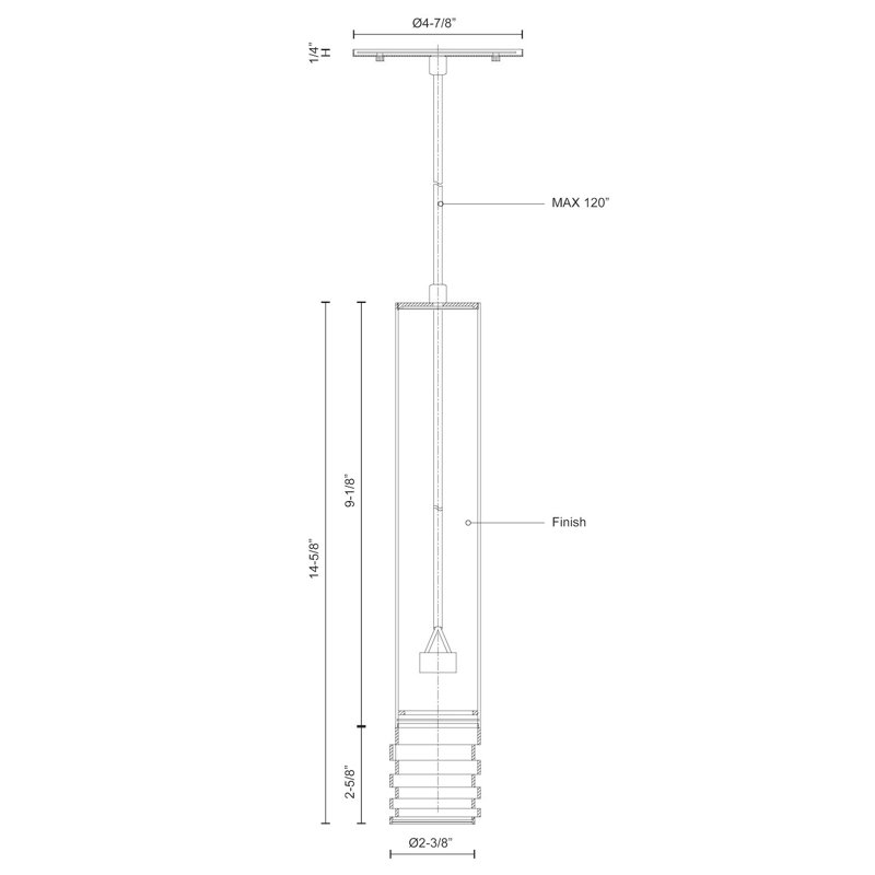 Milca 1 - Light Single Pendant, Brushed Nickel, 14.625" H x 2.375" W x 2.375" D
