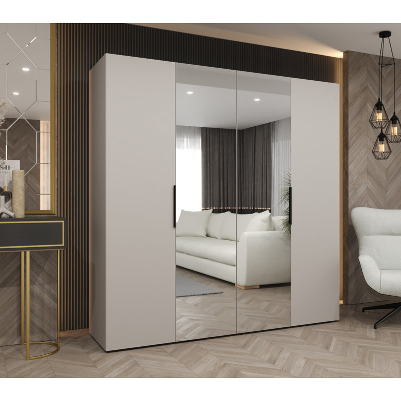 Manufactured Wood Wardrobe, cashmere + handles: black