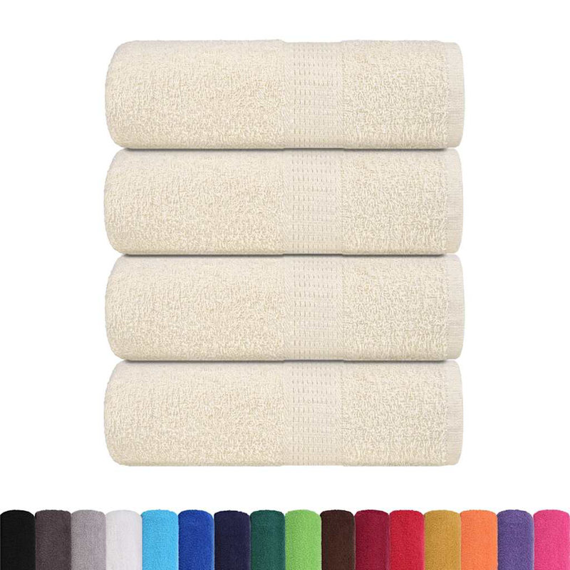 Sawiki 100% Cotton Bath Towels, Cream, Hand Towel - 4 Pack