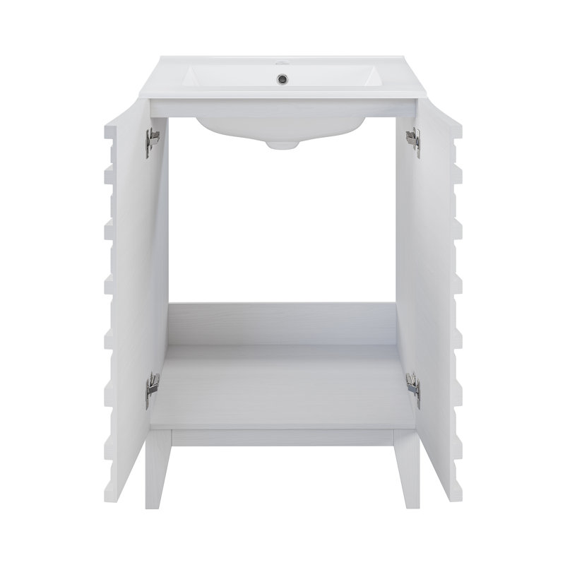 Meuble-lavabo blanc 24 po Cascade, Chêne blanc