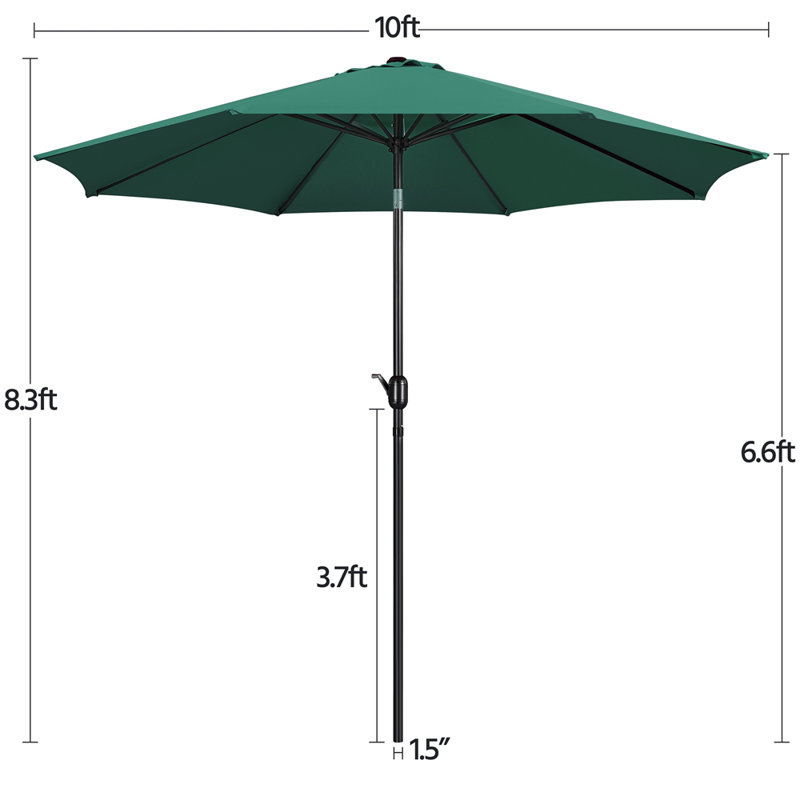 Parasol de marché inclinable 120 po 8 côtes Harworth, Vert foncé