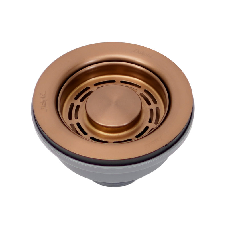 Dakota Premium Kitchen Sink Basket Strainer 3.5" – 304 Stainless Steel Drain Assembly & Disposal Flange Replacement, Heavy Duty Anti-Clog Strainer Plug for Standard Kitchen Sink (Copper).