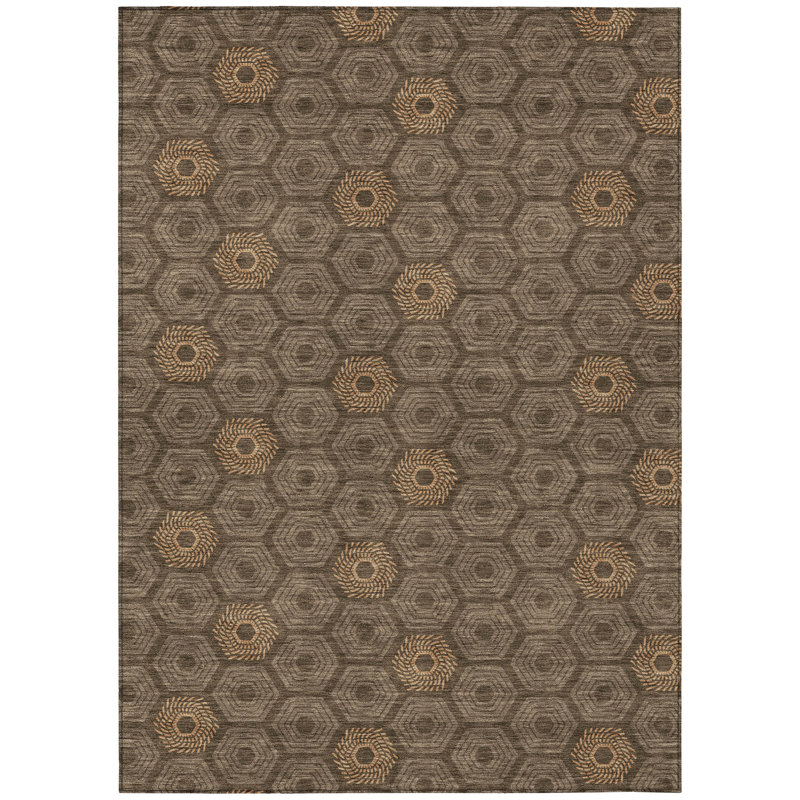 Machine Washable Indoor/Outdoor Chantille ACN2559 Geometric Rug, Chocolate, 9' x 12'