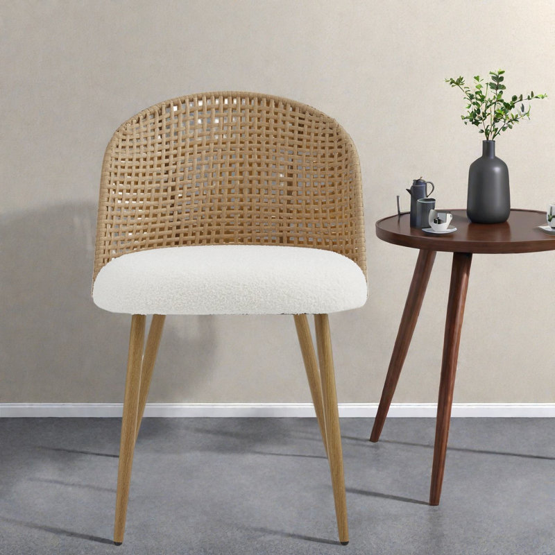Chaises de salle à manger confortables, style bohème moderne en rotin et métal pour la cuisine