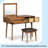 43.3" Classic Wood Makeup Vanity Set With Flip-Top Mirror And Stool, Dressing Table With Three Drawers And Storage Space, -1659778945