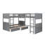 Lit simple superposé avec lit mezzanine attaché, avec deux tiroirs, gris-84989760