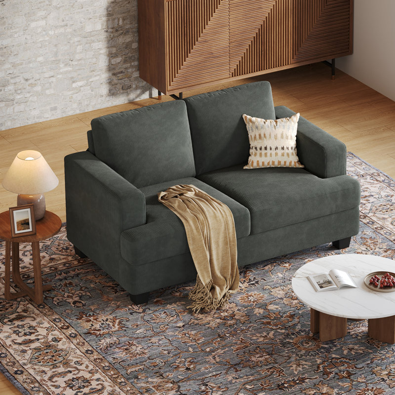 2 - Piece Corduroy Sofa Living Room Set, Grey