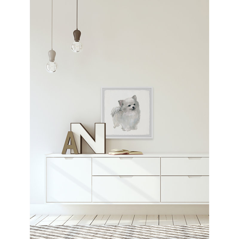 « white poméranie », reproduction encadrée de parvez taj,, H 18 po x l 18 po x P 1,5 po