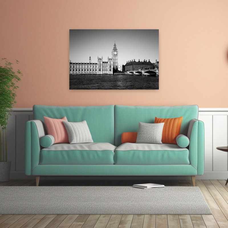 «Big Ben London Landmark Classic Abstract Contemporary City Architecture», reproduction d'art murale, 32" H x 48" W