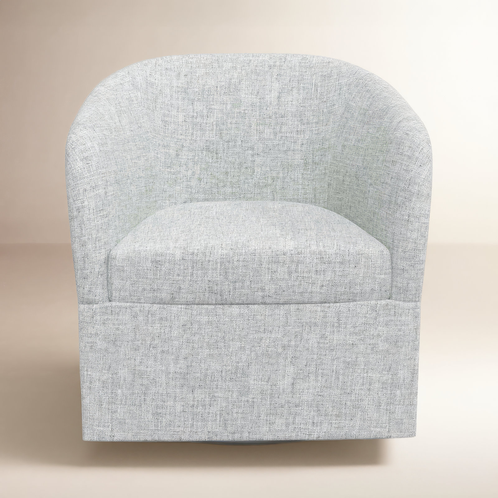 Lesia Upholstered Swivel Barrel Chair, Zuma Pumice Textured Linen