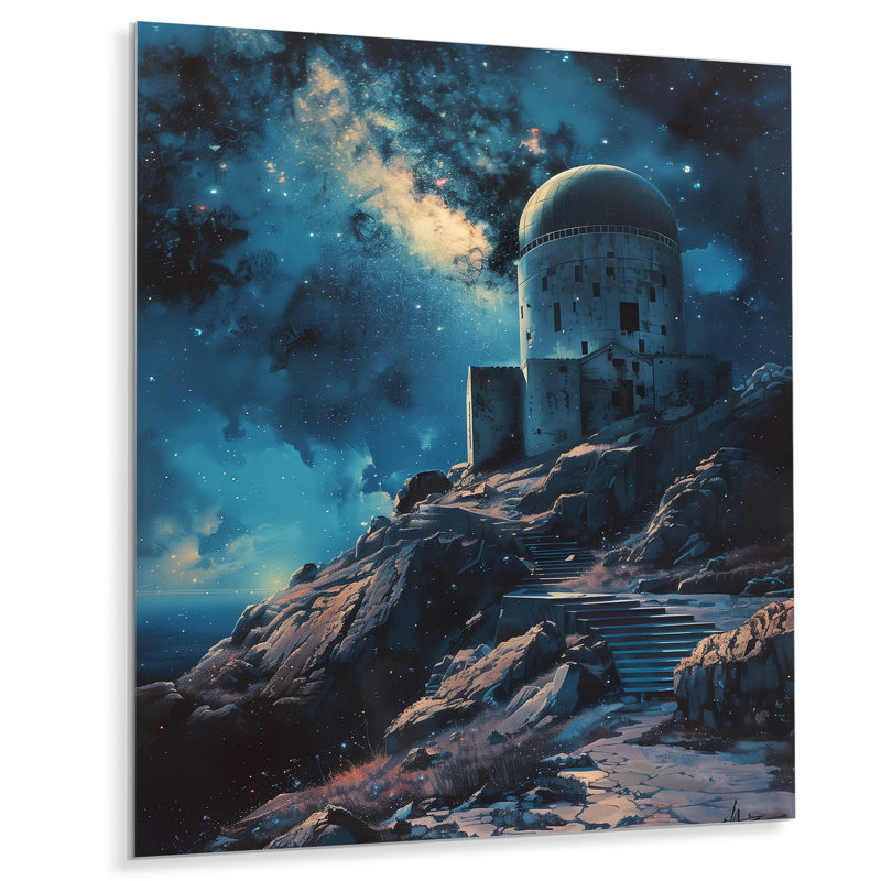 Bleu et blanc - Galactic Space Gaze, H 16 po x l 32 po x P 1 po, Métal métal
