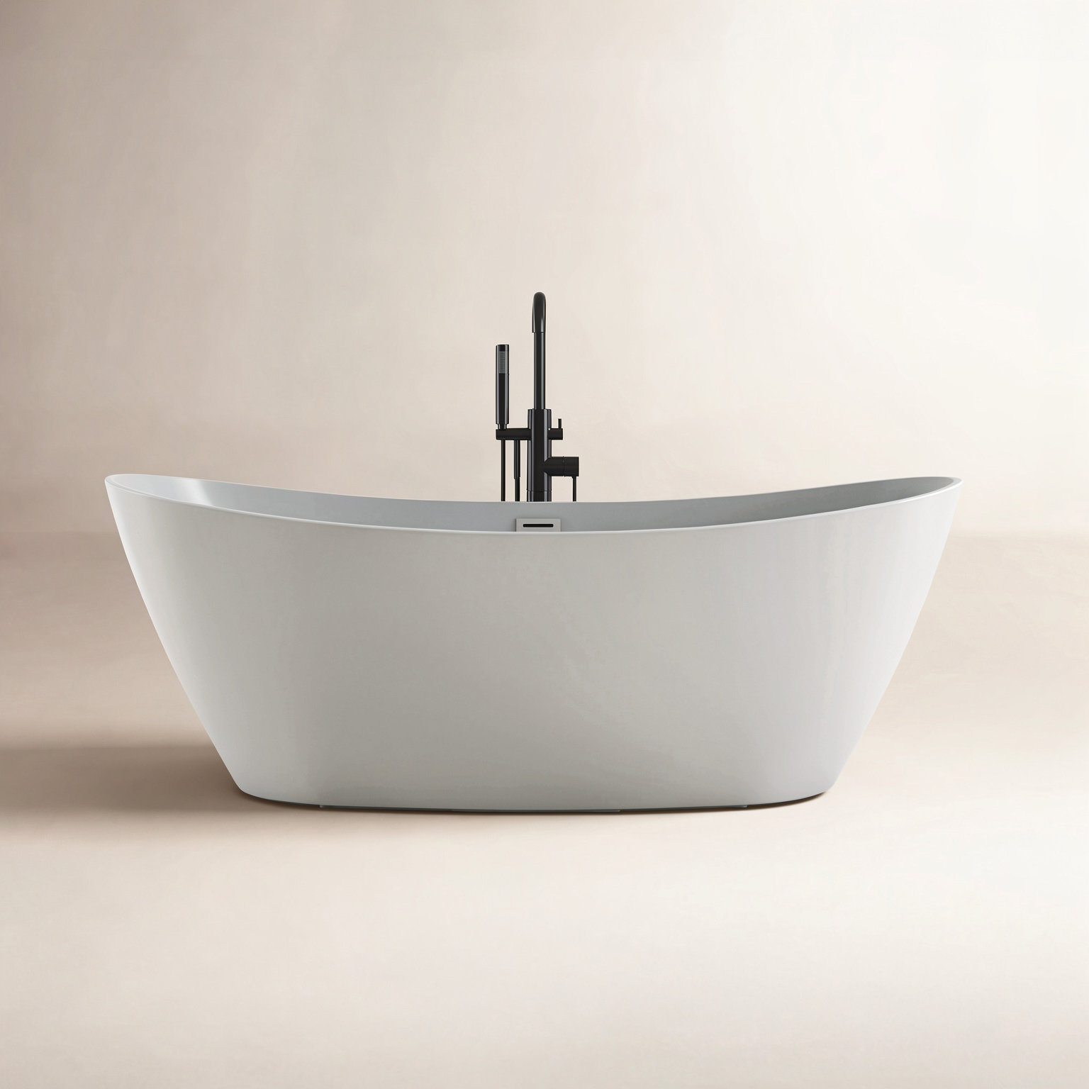 71" Deep Soaking Freestanding Acrylic Bathtub, Gray