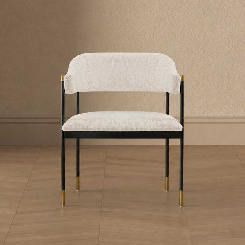 Chaise d'appoint rembourrée en métal Lia, Crème, crème