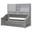 Lit de jour gris avec accoudoirs à DEL, tablettes de rangement et lit gigogne escamotable gris-116813092