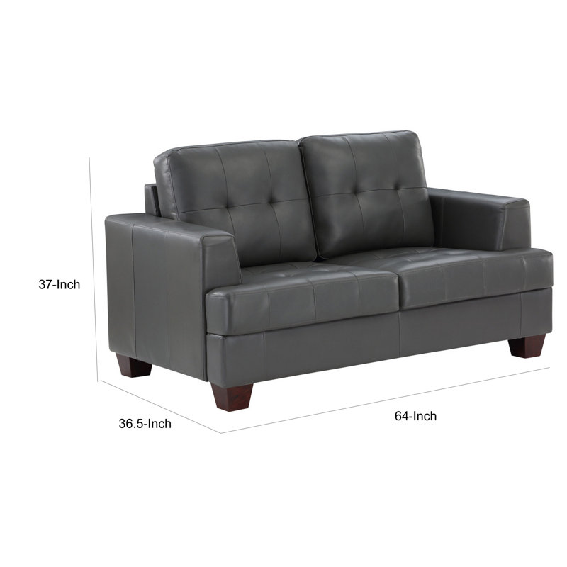 Jodilynn 64'' Faux Leather Loveseat, Gray Faux Leather