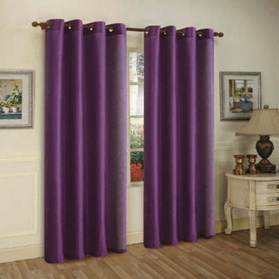 Panneaux de rideau semi-transparents avec œillets de couleur unie