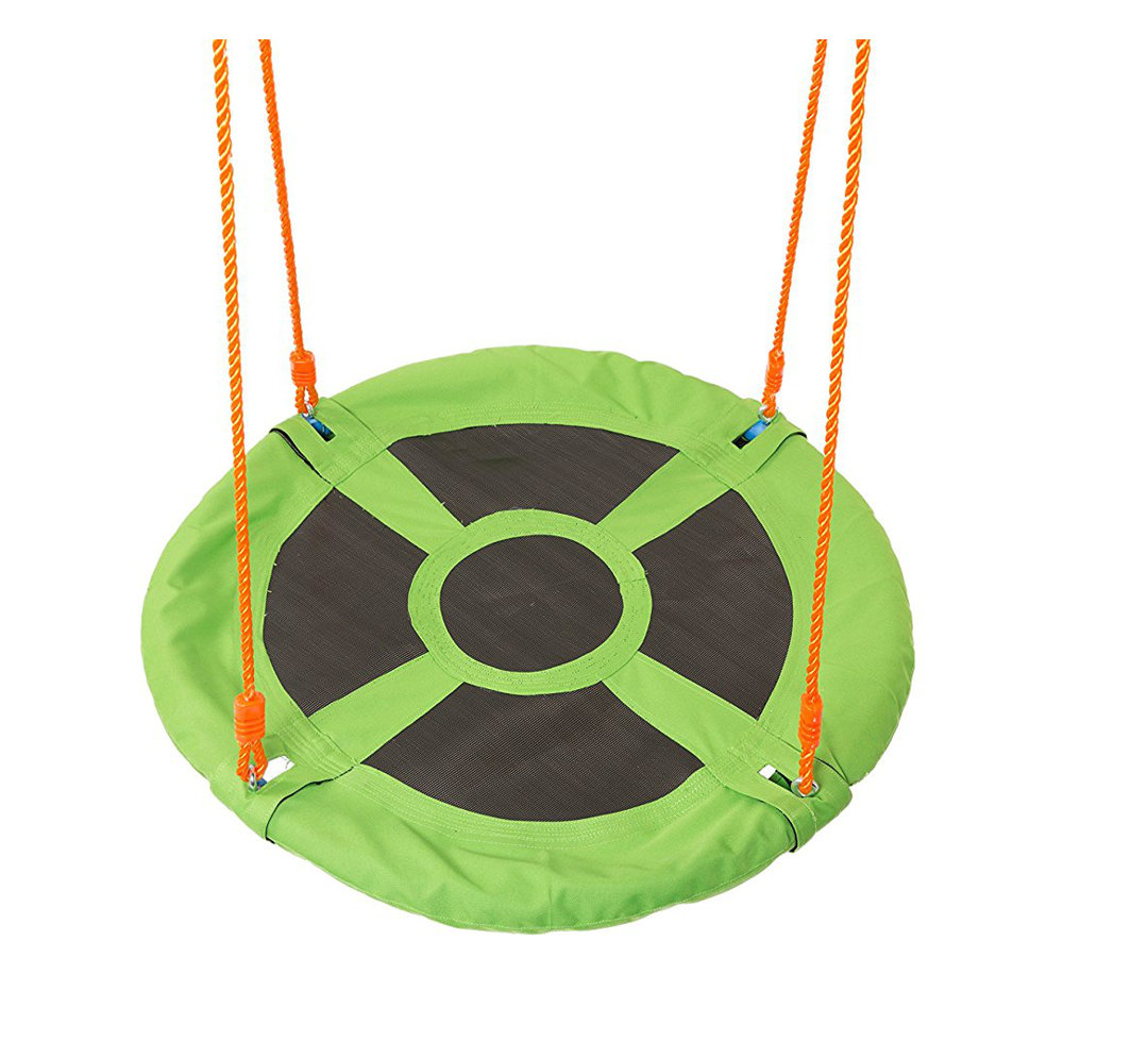 Platports Steel 40'' Green Web / Saucer Swing with Chains Platports