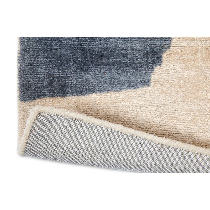 Tapis beige rectangulaire en laine touffeté à la main à motif géométrique Xariah, Rectangle 3 pi 11 po x 5 pi 11 po