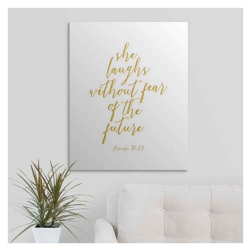 " Proverbs 31:25 - Scripture Art ", 30" H x 24" W x 1.5" D, Canvas
