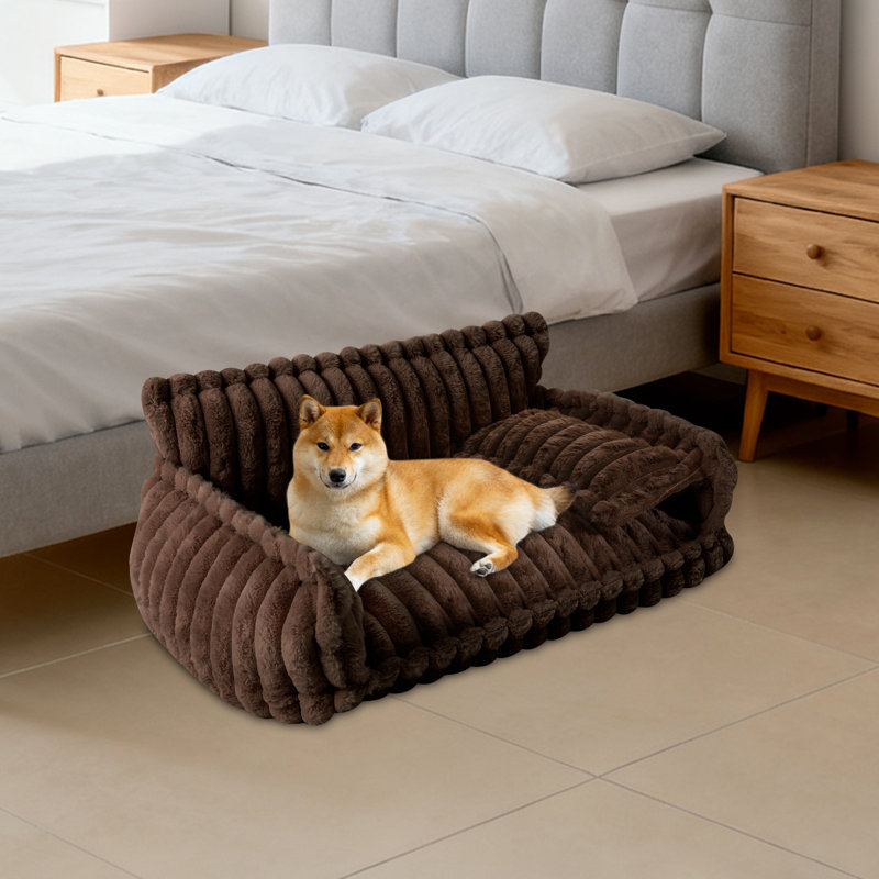 Canapé pour animal de compagnie avec housse lavable amovible, lit moelleux pour chat avec coussin pour animaux de compagnie
