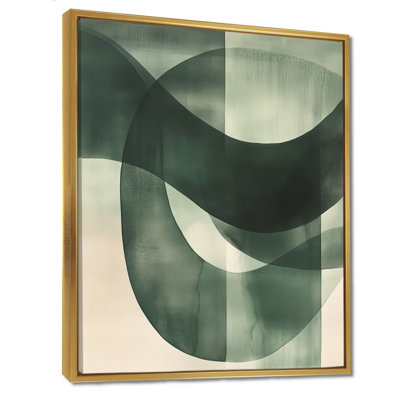 Green Beige Abstract Wall Art,  Green And Beigee Minimal Curves, Neutral Curve Canvas