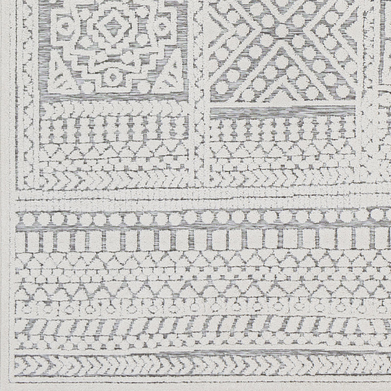 Tapis intérieur / extérieur crème / gris Emert, Rectangle 2 pi x 2 pi 11 po