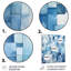 Carreaux scandinaves blancs et bleus VI - tuile abstraite, art mural en métal-1480228172