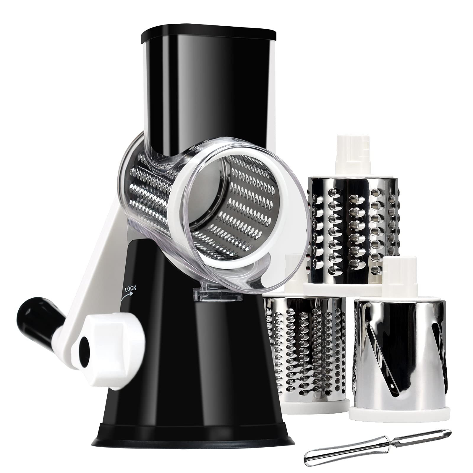 https://assets.wfcdn.com/im/78553868/compr-r85/2436/243612516/rotary-cheese-grater-with-handle-vegetable-slicer-shredder-grater-for-kitchen-3-interchangeable-blades-with-a-stainless-steel-peeler.jpg