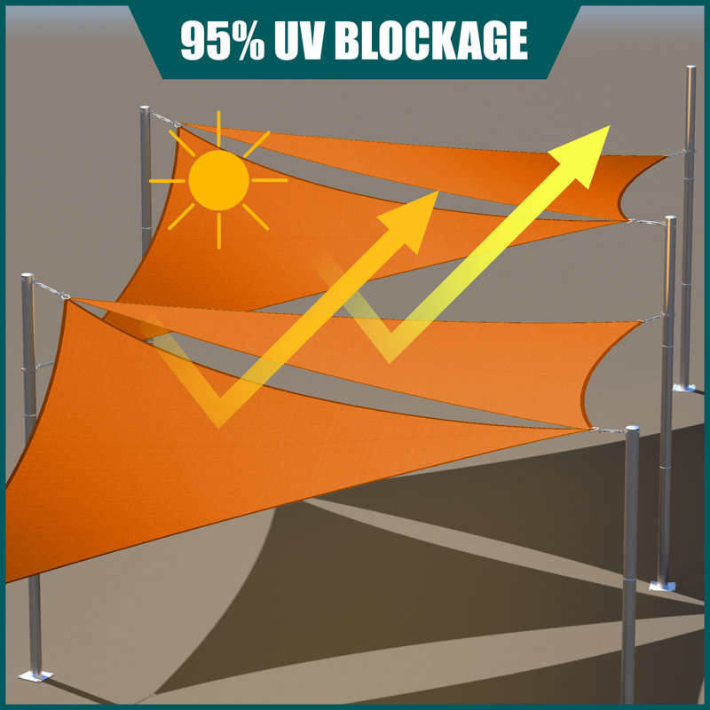 Orange Waterproof 16' Triangle Shade Sail with Stainless Steel D-Rings