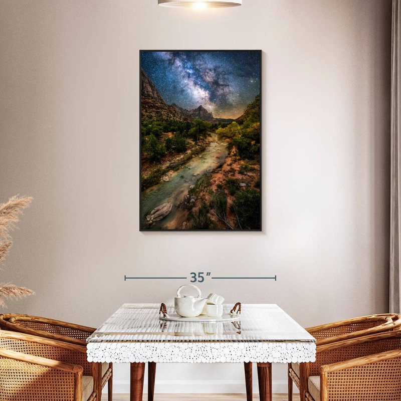 Milky Way Over Virgin River, Floating Frame Black, 29" X 43"