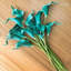 Fleurs artificielles de lys Calla bleu sarcelle pour bouquet de mariage Klein Blue Flower 12Pcs Décoration de la maison Faux fleurs de lys Calla, bleu sarcelle