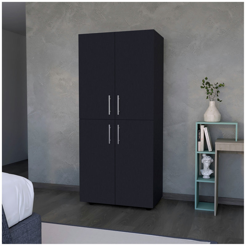 Armoire 4 portes, H 70,9 po x l 31,6 po x P 18,1 po, Noir