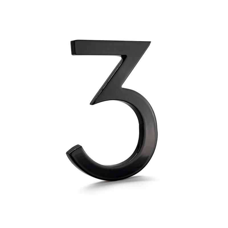 4 in. Flat Floating Mount House Number, 3, Black