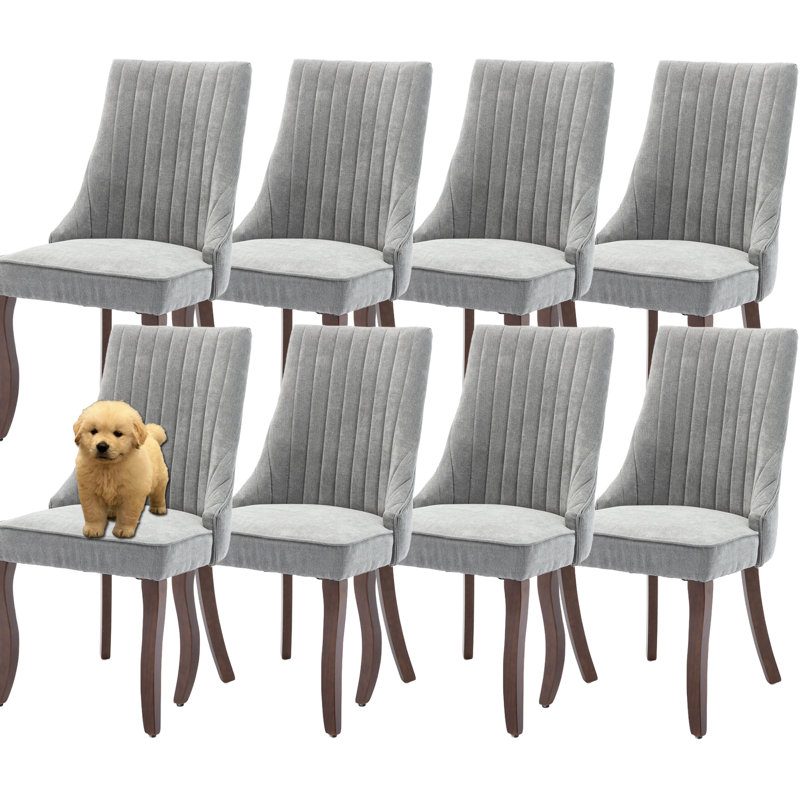 Modern Simplicity Linen Upholstered Dining Chairs Set of 8, Gray