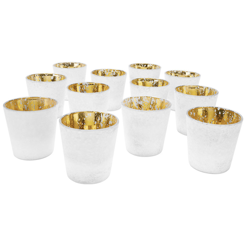 Frosted Glass Tabletop Votive Holder, White, 3" H x 2.75" W x 2.75'" D
