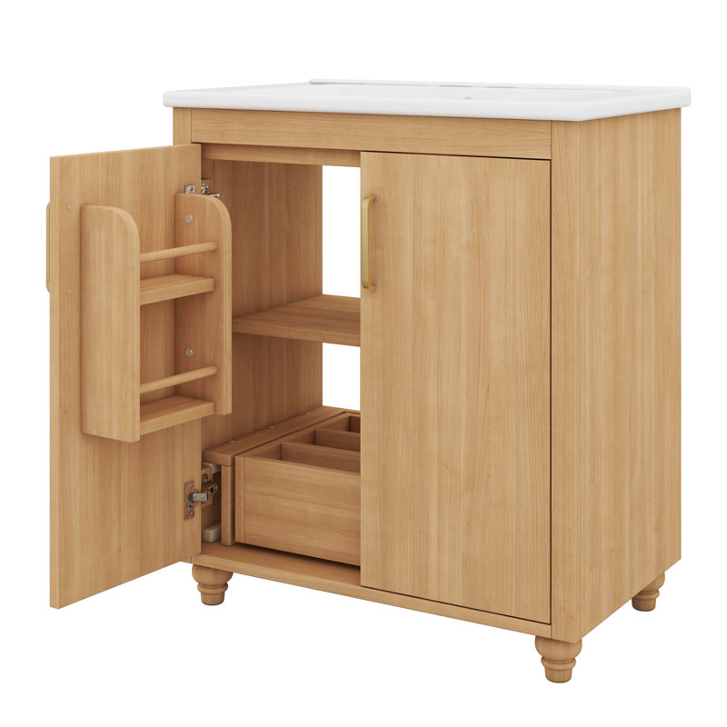 Meuble-lavabo multifonctionnel avec portes et tiroir 30 po